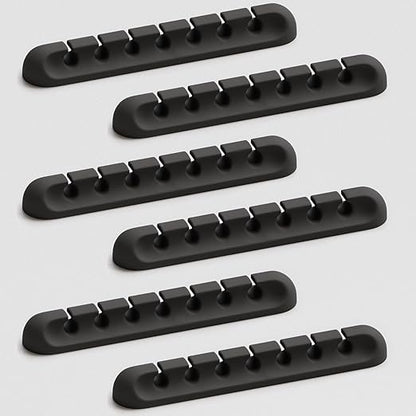 Apromisith USB Cable Organizer Clips Cord Holder, 6 Packs Black Self Adhesive by Apromisith