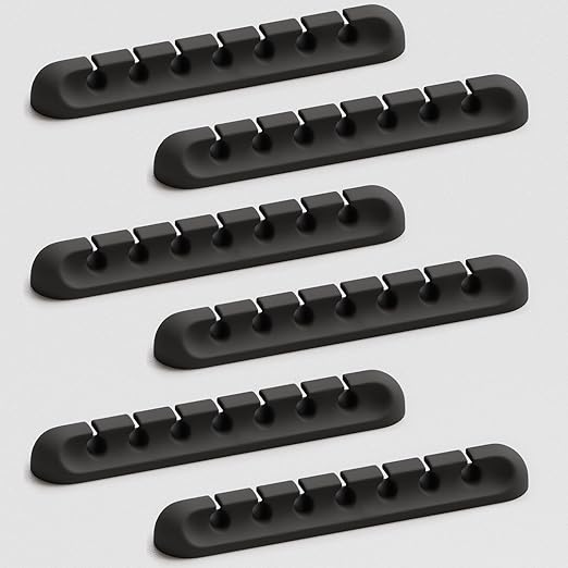 Apromisith USB Cable Organizer Clips Cord Holder, 6 Packs Black Self Adhesive by Apromisith