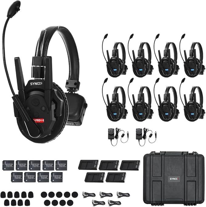 SYNCO XTALK XPro9 Wireless Intercom Headset System 2.4 GHz 1640FT/500M Long by SYNCO