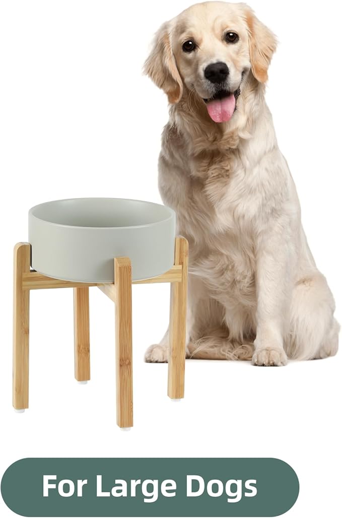 Ceramic 8.2inch Raised Dog Bowl Set, Elevated Feeder - Image 3