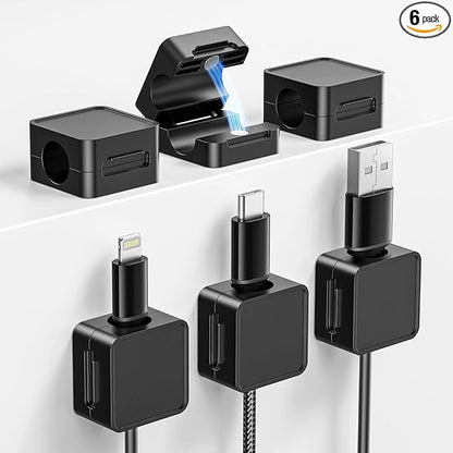 Magnetic Cable Clips, 6 Pack Cord Holder Desk Cable Management, Adhesive Wire by Unknown