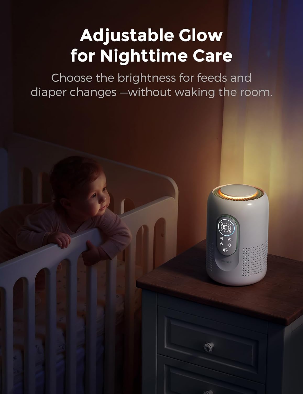 Momcozy Air Purifier for Bedroom with Dimmable Night Light for Small Room