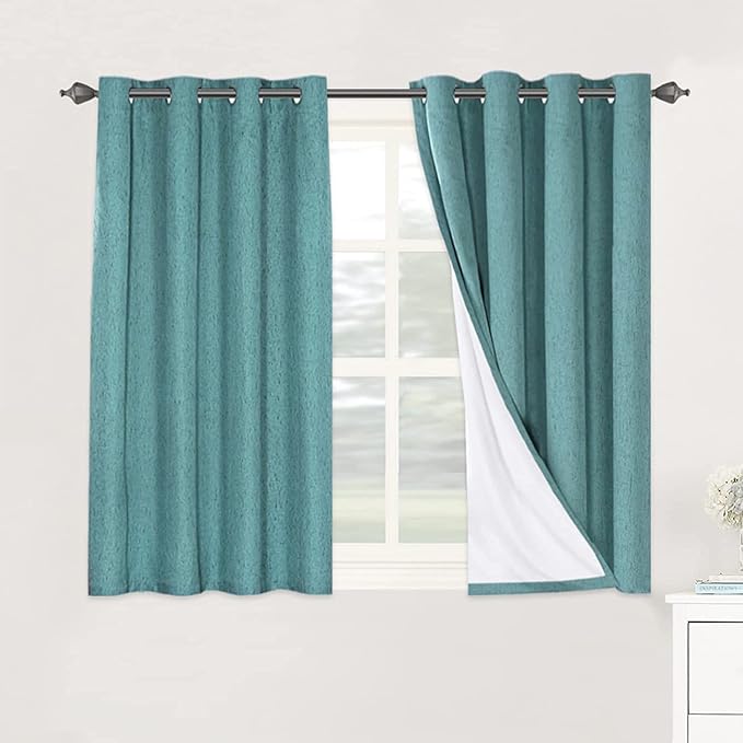 H.VERSAILTEX Linen Blackout Curtains 45 Inches Long 100% Absolutely Blackout by HVERSAILTEX