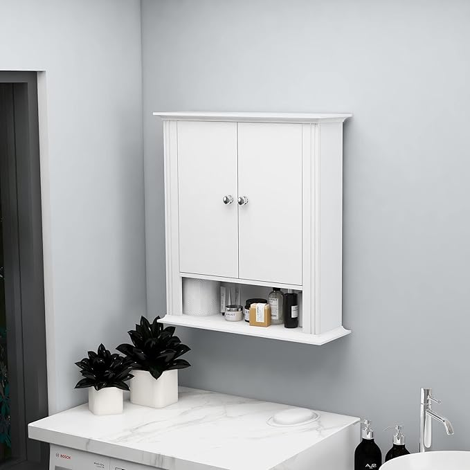 White Bathroom Wall Cabinet, Over the Toilet Storage Cabinet, Bathroom Cabinet - Image 10