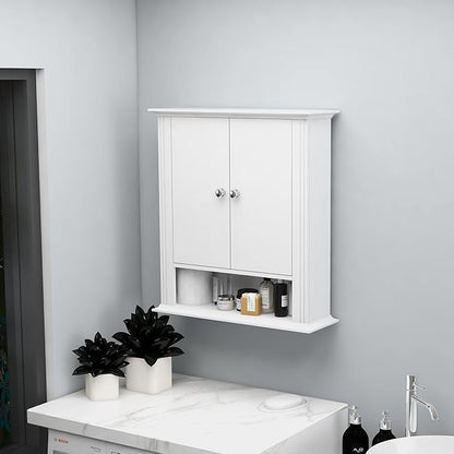 White Bathroom Wall Cabinet, Over the Toilet Storage Cabinet, Bathroom Cabinet - Image 10