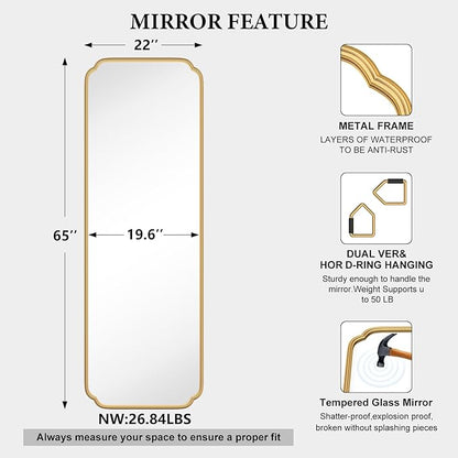 Gold Full Length Mirror with Standing - Image 4