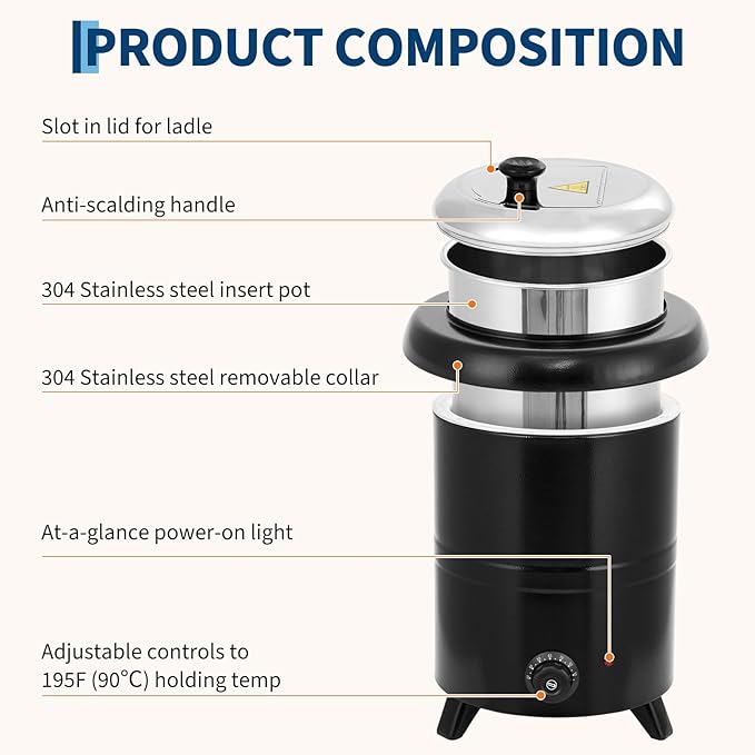 Garvee 10.5QT Commercial Soup Kettle, Automatic Soup Warmer - Image 2