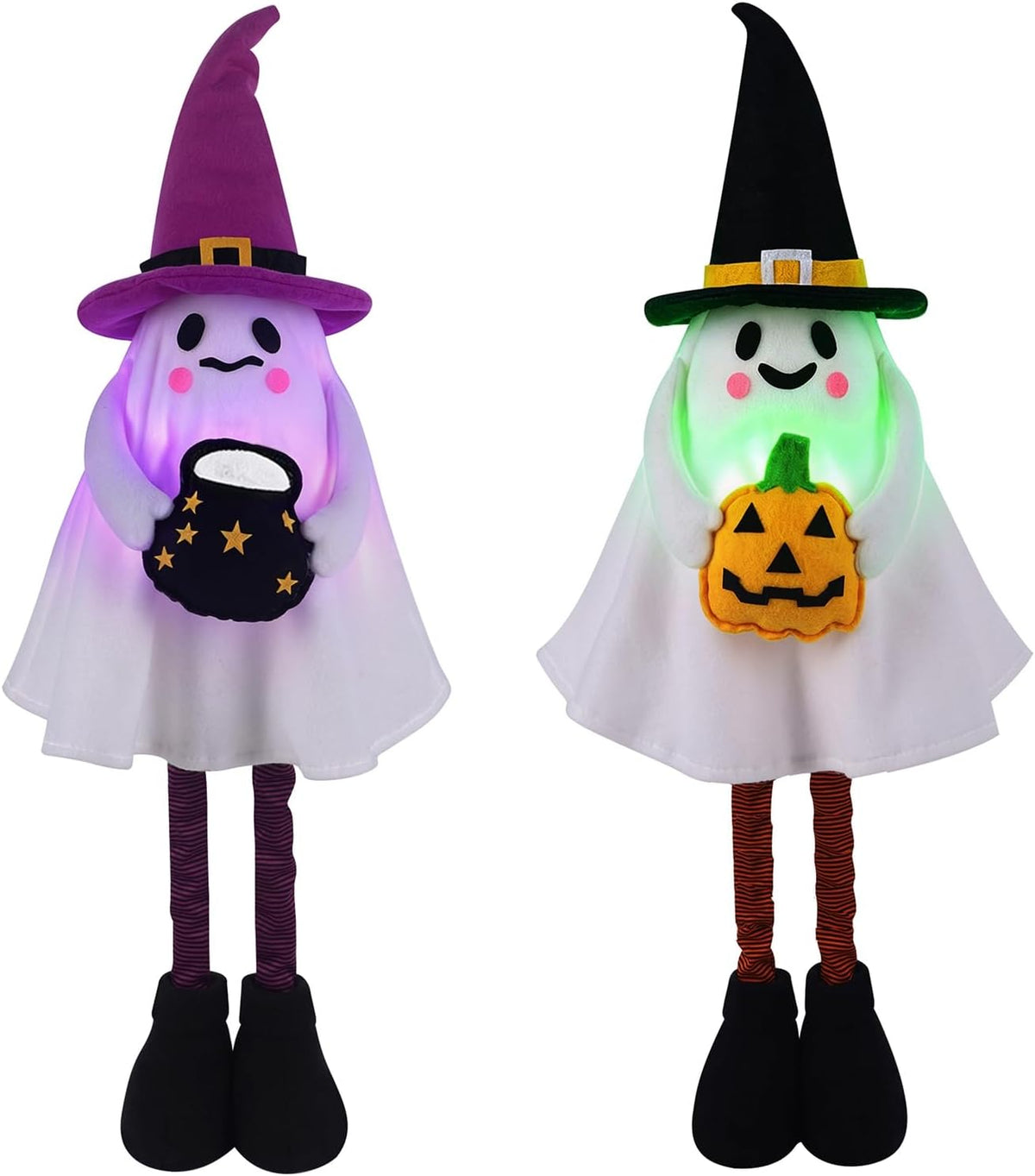 2 Pack Halloween Lighted Ghost Figurine with Stretchable Leg 21" to 30&q...
