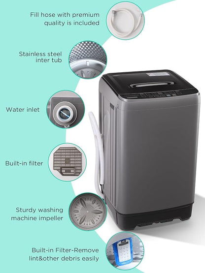 17.7 lbs Washing Machine with Drain Pump, Full Automatic Washer with 10 Wash - Image 6