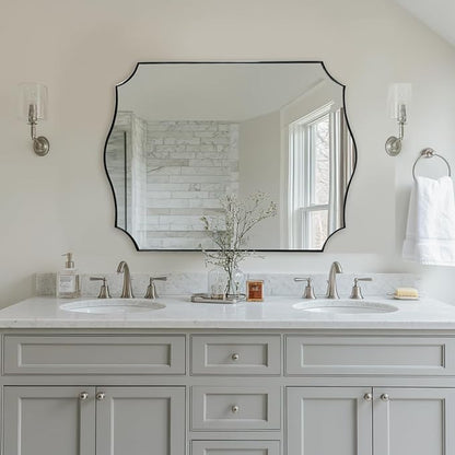 ANDY STAR Large Brushed Nickel Mirror, 30x40 Inch Scalloped Bathroom Mirror - Image 8