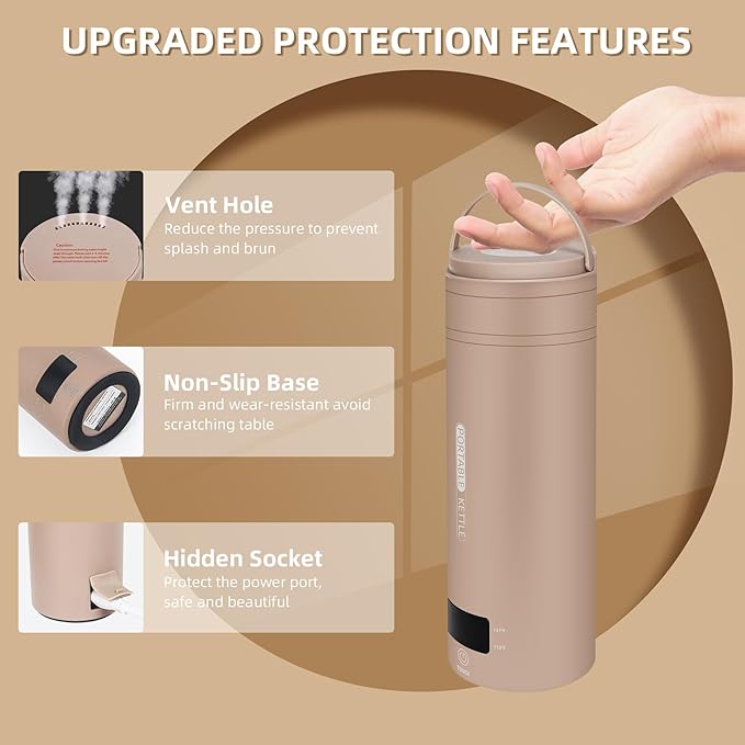 Travel Electric Kettle Portable Small Mini Tea Coffee Kettle Water Boiler - Image 6