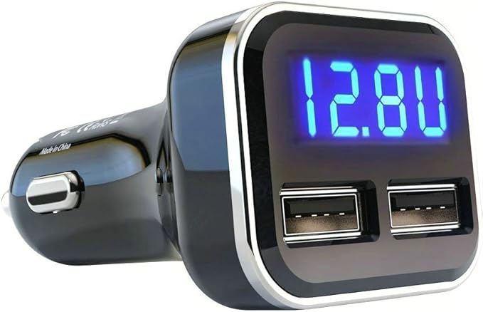 Jebsens 4.8A 24W Dual USB Car Charger Volt Meter Car Battery Monitor by Jebsens