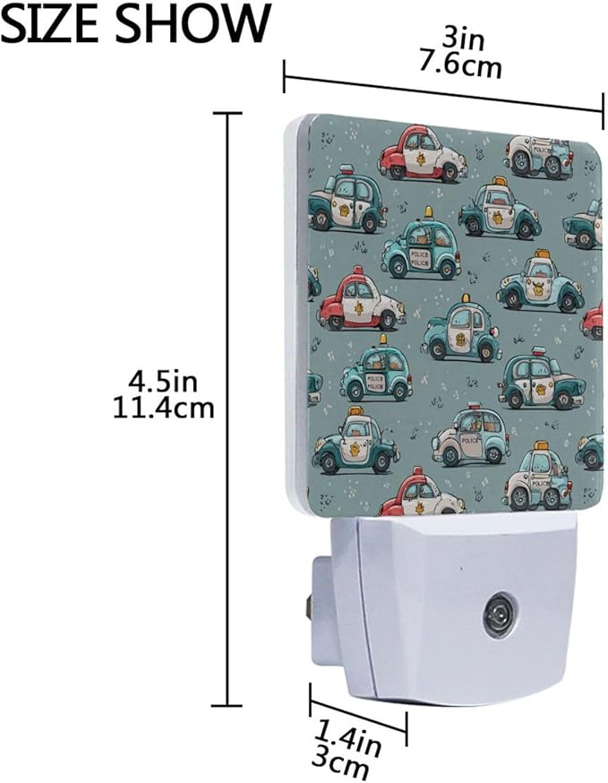 Pigsaly Led Night Light Funny White Police Cars Night Light Plug in Wall Lamp - Image 3