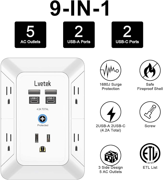 Outlet Extender, Surge Protector Outlet - Image 2