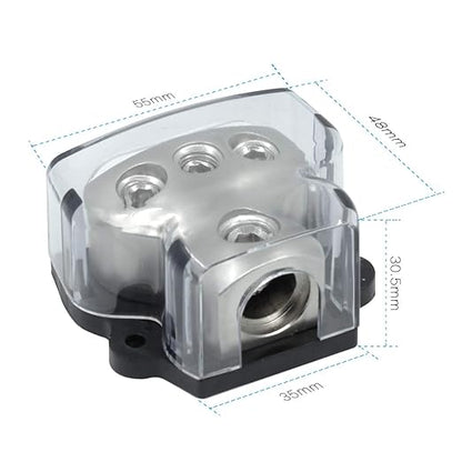 RKURCK 3 Way Power Distribution Block, 0/2/4 AWG Gauge in, 4/8/10 Gauge Out - Image 3
