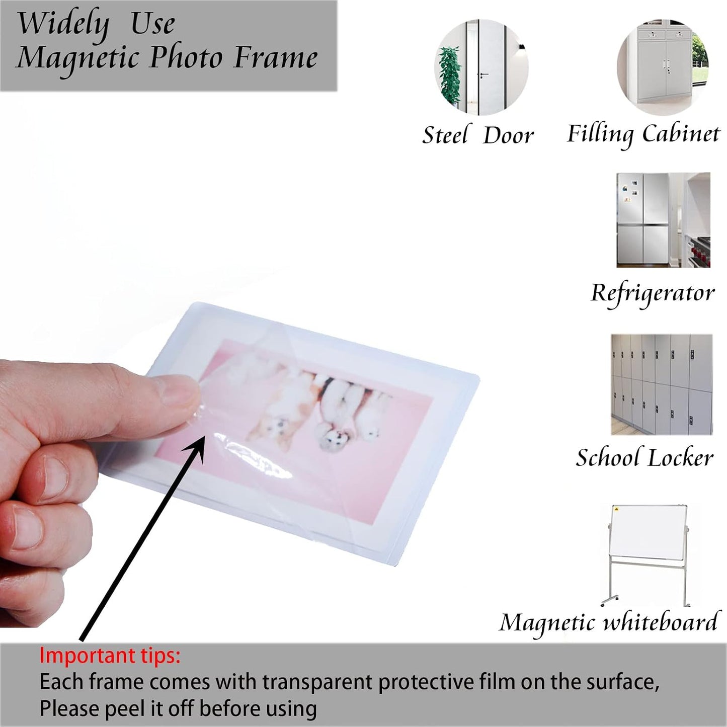 3.5x4.25” Magnetic Polaroid Picture Frame, Fridge Magnet Frame for Polaroid Now i-Type/600/SX-70/OneStep+/Instax Wide Square 300/200/210 Films, Instant Film Display,10 Pack