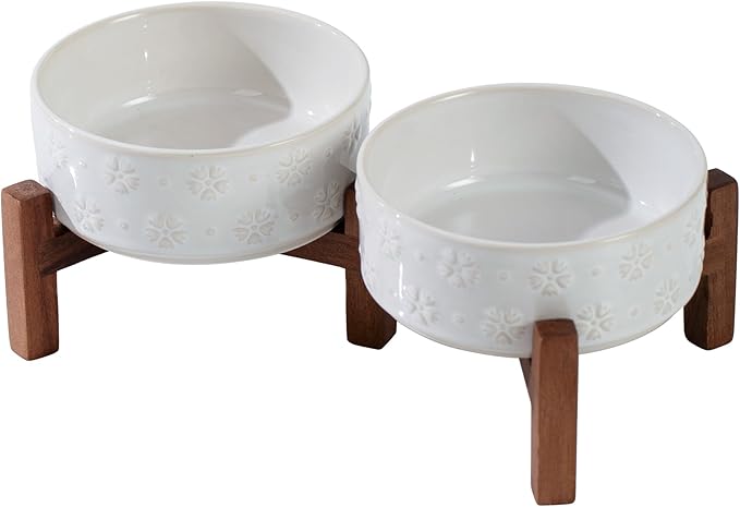Ceramic 5.1inch Raised Double Bowls Set by Havniva