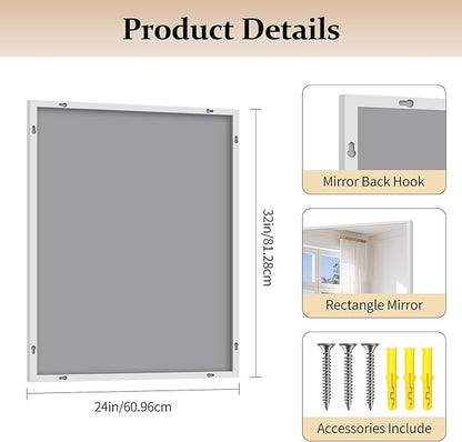 Silver Bathroom Mirror for Wall, 24x32 Inch Rectangle - Image 5