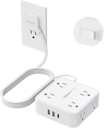 TESSAN 10 Ft Flat Plug Extension Cord by TESSAN