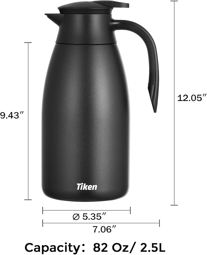 Tiken 85 Oz Thermal Coffee Carafe, Stainless Steel Insulated Vacuum Coffee - Image 2