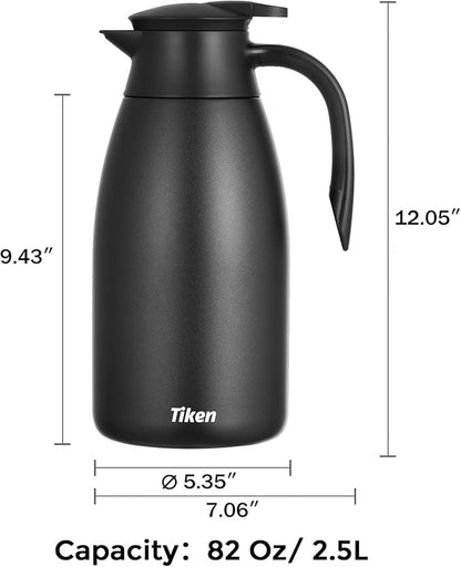 Tiken 85 Oz Thermal Coffee Carafe, Stainless Steel Insulated Vacuum Coffee - Image 2
