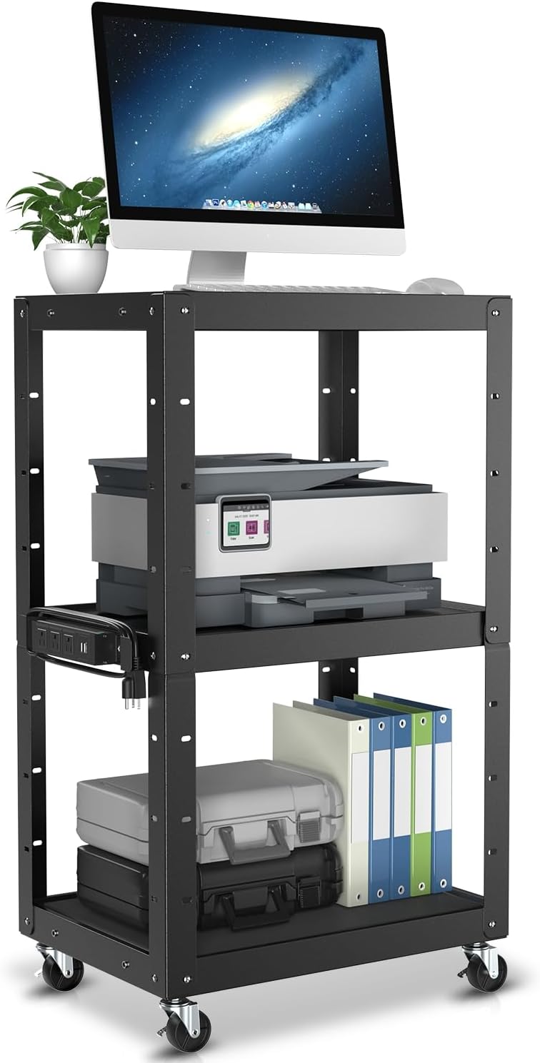 auto dynasty adjustable av cart w/power strip, 4, main product view