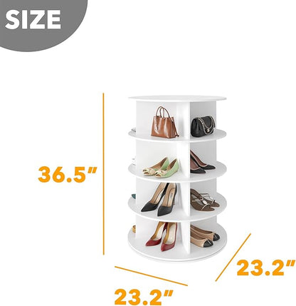 SpaceAid 4 Tier Rotating Shoe Rack Tower, Spinning Shoe Display Lazy Susan - Image 2