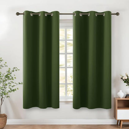 KOUFALL Olive Green 42x54 Inches Long Blackout Curtains by KOUFALL