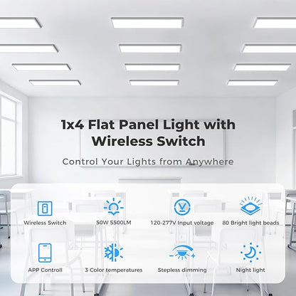AIKVSXER 1 Pack 1x4 FT LED Flat Panel Light Surface Mount, - Image 2