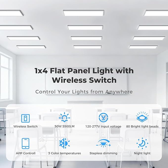 AIKVSXER 48 Pack 1x4 FT LED Flat Panel Light Surface Mount, - Image 2
