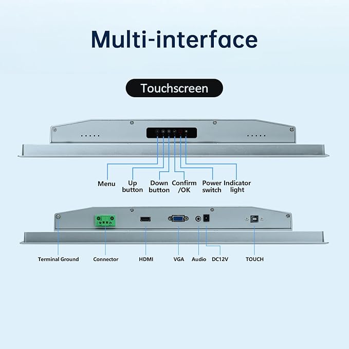 19-Inch Industrial Touch Screen Monitor, Ratio 4:3 Embedded PCAP Touchscreen - Image 6