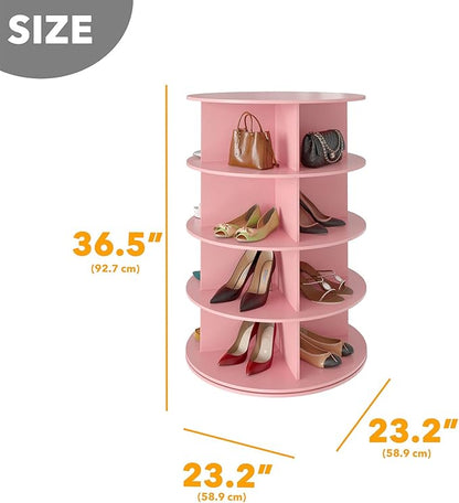 SpaceAid 4 Tier Rotating Shoe Rack Tower, Spinning Shoe Display Lazy Susan - Image 2
