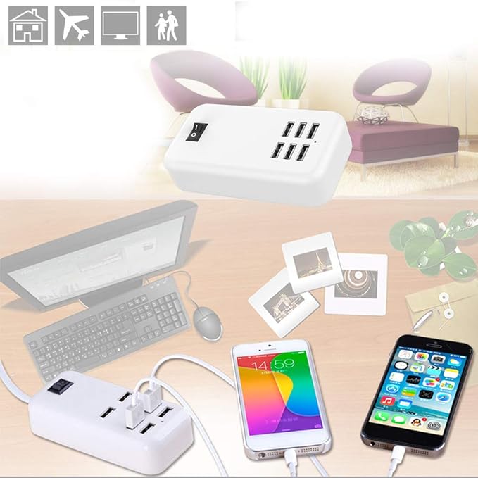 6 Ports USB Charger Hub Desktop US Plug AC Power Wall Travel Charging Adapter - Image 5