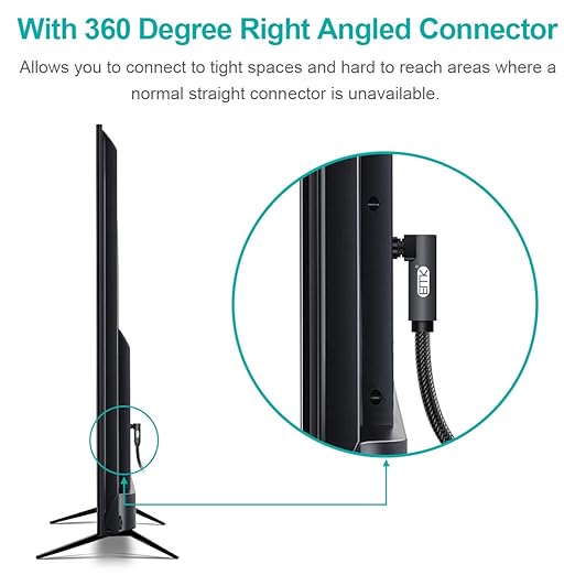 EMK 90 Degree Toslink Optical Cable 360 Degree Free-Rotating Plug Fiber Optic - Image 3