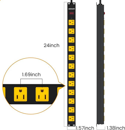 12 Outlet Long Power Strip, 3FT Power Cord, 2100 Joules Surge Protector - Image 3