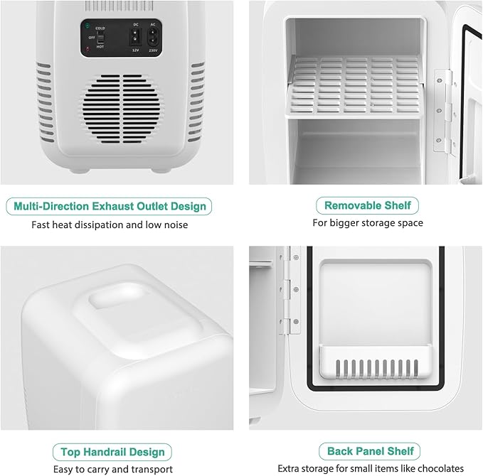 CROWNFUL Mini Fridge, 4 Liter/6 Can Portable Cooler and Warmer Personal - Image 7