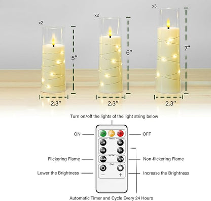 Flameless Candles with Embedded Star String, Battery Operated LED Pillar - Image 5