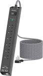 Surge Protector Power Strip 15 Ft Cord, Ultra Thin Flat Extension Cord by Addtam