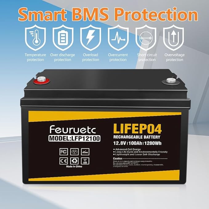 12V 100Ah LiFePO4 Battery with 100A BMS, 15000+ Deep Cycles, Solar Energy - Image 5
