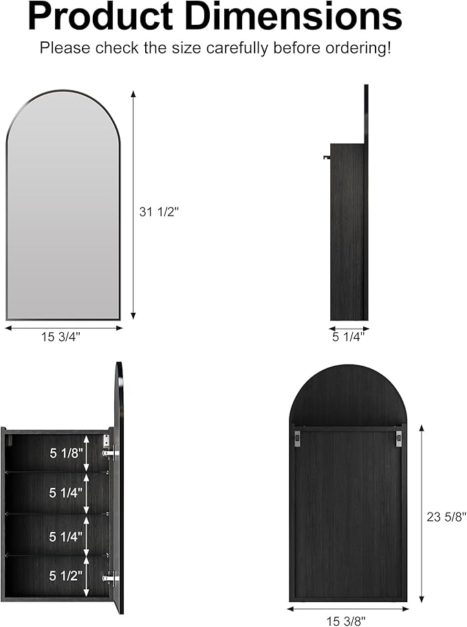 Black Arched Medicine Cabinets - Image 2