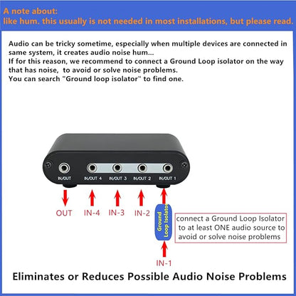 TENEALAY 4-Way 3.5mm Stereo Audio Switch Input Signal Source Switcher Selector - Image 7