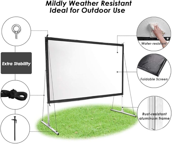 Instahibit 100" Outdoor Projector Screen and Stand Portable Movie Projection - Image 4