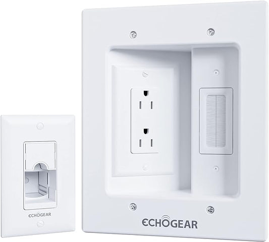 ECHOGEAR TV Cord Hider for Wall Mounted TV – Dual Outlet in-Wall Cable by ECHOGEAR