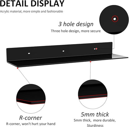 24 Inches Acrylic Wall Shelves 2 Pack, Floating Shelf - Image 4