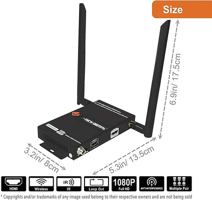 J-Tech Digital 1X2 Wireless HDMI Extender 200’ Dual Antenna Supporting Full HD - Image 2