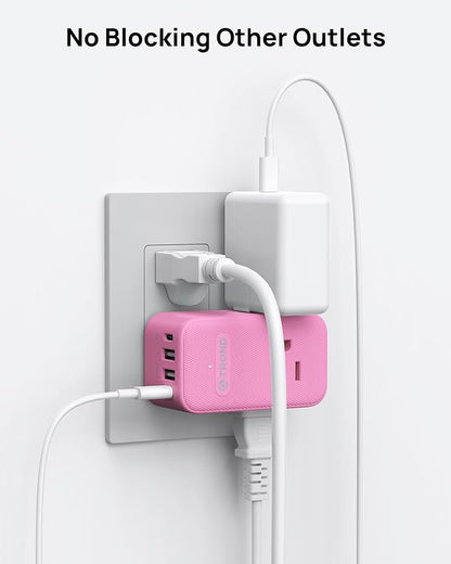 TROND Outlet Extender with USB C, 3 AC Outlet Splitter with 360 Rotation - Image 5