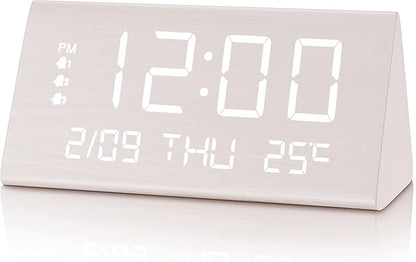 JALL Digital Alarm Clock, with Wooden Electronic LED Time Display, 3 Alarm by JALL