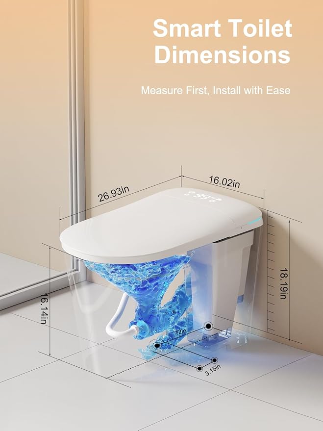 BAYTINA Smart Toilet with Auto Open/Close Lid, ADA Height Heated Seat, Warm - Image 7