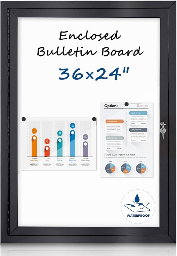 Outdoor Bulletin Board 36x24 in, Weatherproof Enclosed Bulletin Board by EVERSUPPLY