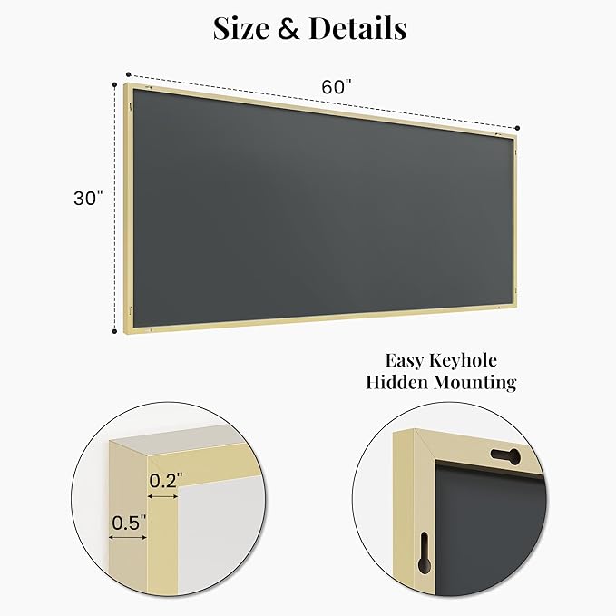 60"x30" Gold Bathroom Mirror for Wall, Metal Framed Large Vanity Mirror Over - Image 7
